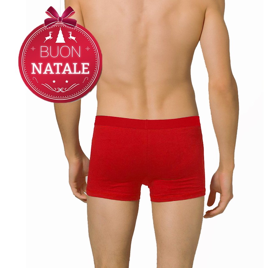 Boxer Uomo rosso natalizio DASHER in cotone doppia fodera interna