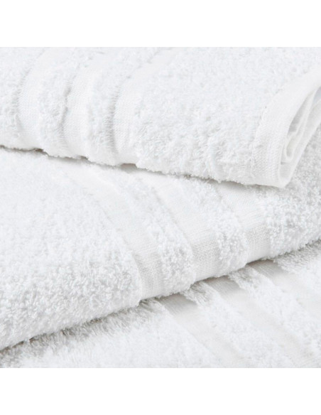 Set 3pz Asciugamani da Bagno 487764 Tinta Unita Bianco Viso Ospite Telo Doccia