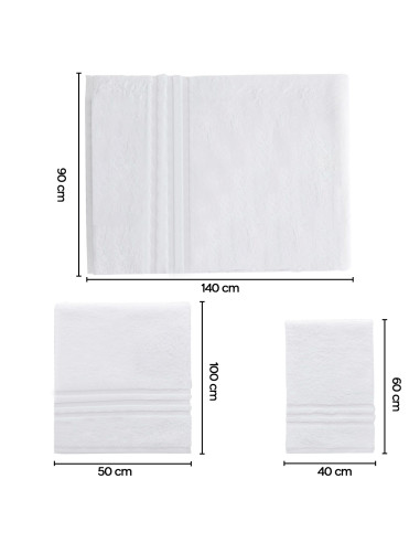 Set 3pz Asciugamani da Bagno 487764 Tinta Unita...