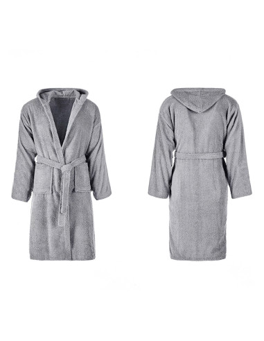 Accappatoio in Spugna Unisex SUPREMA per Adulti Cappuccio Tinta Unita con Tasche XL Grigio