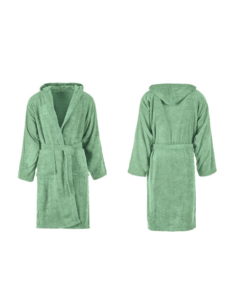 Accappatoio in Spugna Unisex SUPREMA per Adulti Cappuccio Tinta Unita con Tasche