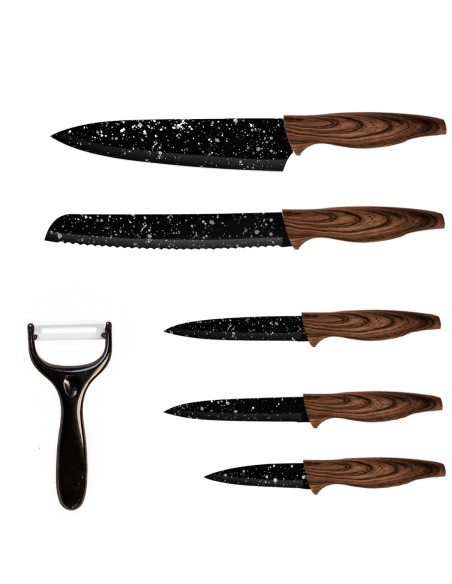 Set 5 Coltelli e Pelapatate da Cucina Professionali in Ceramica Lame in Granito