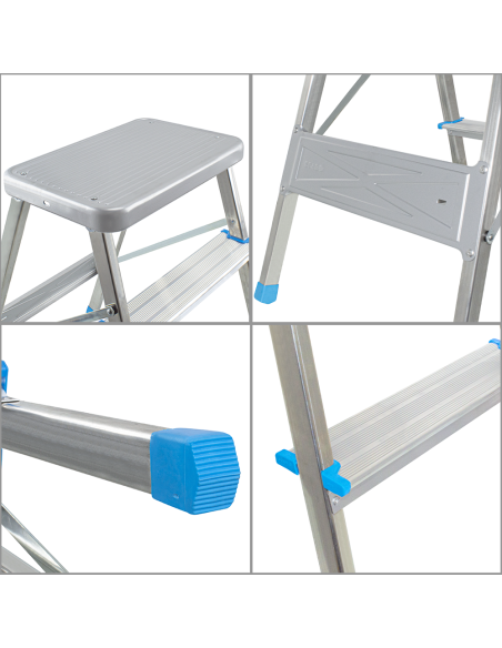 Sgabello SCAB 3 Gradini SALGO Alluminio H64cm art.850 con Gancio di Sicurezza