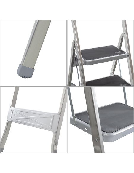 Scala in Alluminio SCAB 3 Gradini 132cm art.760 Sgabello con Gancio di Sicurezza