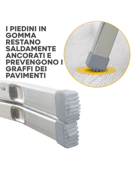 Scala in Alluminio SCAB 4 Gradini 157cm art.761 Sgabello con Gancio di Sicurezza