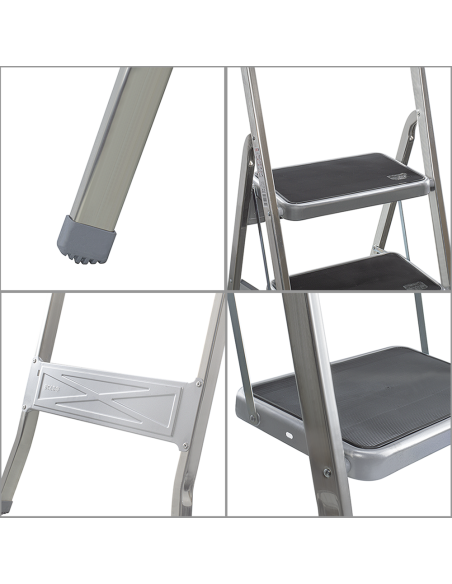 Scala in Alluminio SCAB 5 Gradini 182cm art.762 Sgabello con Gancio di Sicurezza