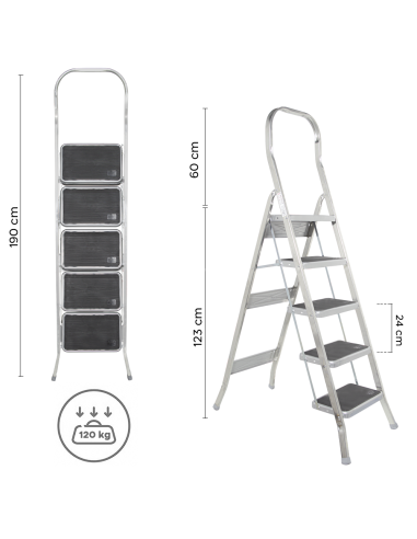 Scala in Alluminio SCAB 5 Gradini 182cm art.762...