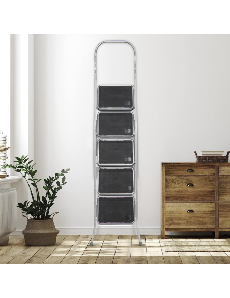 Scala in Alluminio SCAB 5 Gradini 182cm art.762 Sgabello con Gancio di Sicurezza