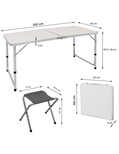 Set tavolo e 4 sgabelli pieghevoli pic nic...