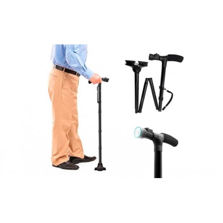 Bastone telescopico con luce led regolabile in 5 posizioni pieghevole con base autoreggente Bastone telescopico con luce led regolabile in 5 posizioni pieghevole con base autoreggente