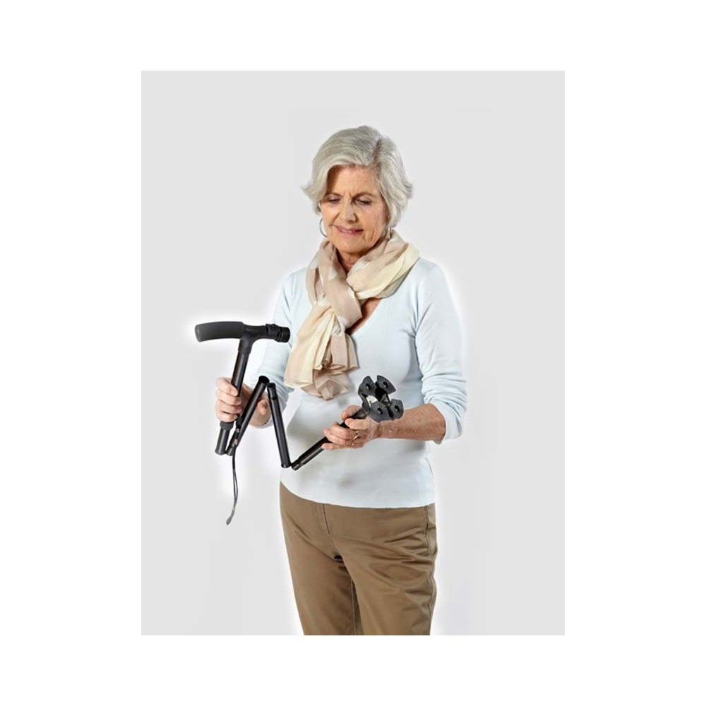 Bastone telescopico con luce led regolabile in 5 posizioni pieghevole con base autoreggente