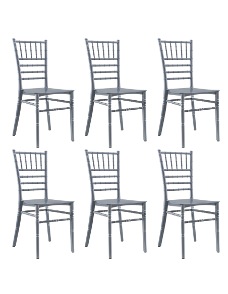 Set 6 Sedie Chiavari Grigia Vintage Sedia Chiavarina Catering Design Classico