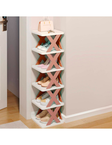 Scarpiera 6 Ripiani Mensole Portaoggetti Scaffale Modulare H82 Salvaspazio