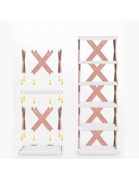 Scarpiera 6 Ripiani Mensole Portaoggetti Scaffale Modulare H82 Salvaspazio