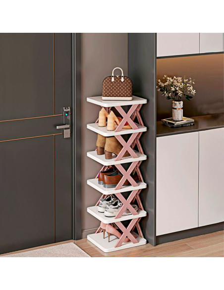 Scarpiera 6 Ripiani Mensole Portaoggetti Scaffale Modulare H82 Salvaspazio