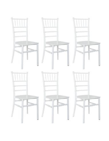 Image of Set 6 Sedie Chiavari Bianca Vintage Sedia Chiavarina Catering Design Classico