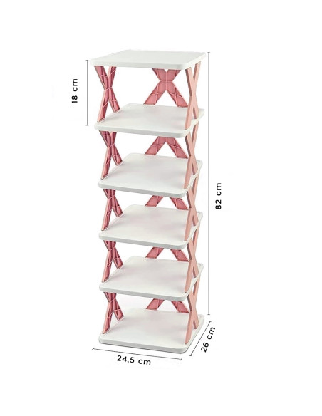 Scarpiera 6 Ripiani Mensole Portaoggetti Scaffale Modulare H82 Salvaspazio