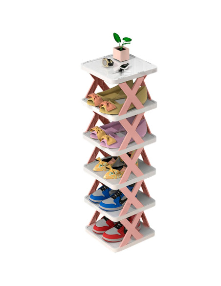 Scarpiera 6 Ripiani Mensole Portaoggetti Scaffale Modulare H82 Salvaspazio