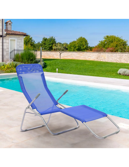 Set 2 Sdraio da Giardino in Texilene 823907 Basculante in Acciaio 140x57x96cm