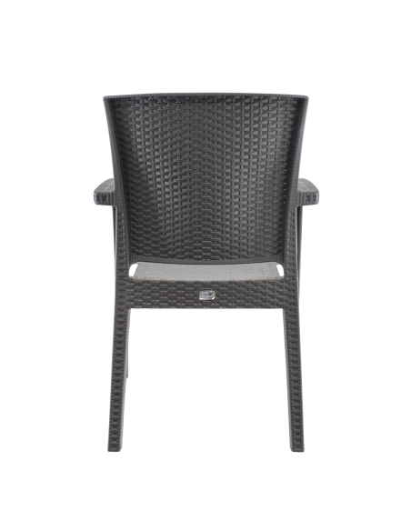 Set 2 Sedie CATAS in Resina Effetto Rattan da Esterno con Braccioli Impilabile