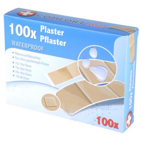 Pack 100 cerotti resistenti all'acqua COMFORT AID medicazioni sterili varie misure e forme
