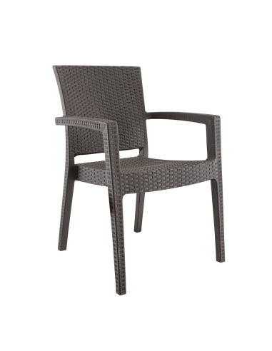 Set 4 Sedie CATAS in Resina Effetto Rattan da...