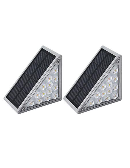 Set 2 Lampade Solari Segnapasso a LED per Scale 6500K Luce Fredda da Esterno
