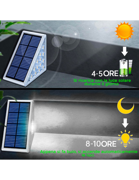 Set 2 Lampade Solari Segnapasso a LED per Scale 6500K Luce Fredda da Esterno