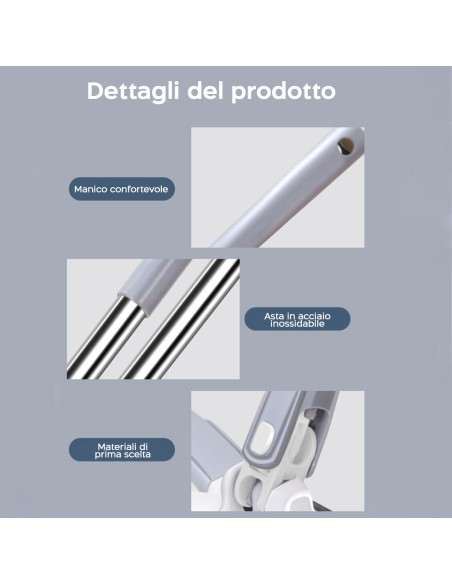 Scopa Mop Twist Lavapavimenti Spazzola Ruotabile 360° Microfibra Autostrizzante