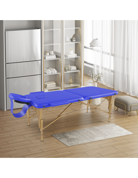 Lettino Massaggio Fisioterapia Legno a 2 Zone Poggiatesta e Braccioli 185x70cm