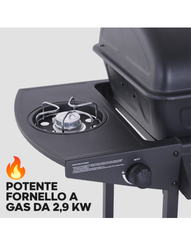 Barbecue a GAS con Fornello 2,9KW 2 Bruciatori...