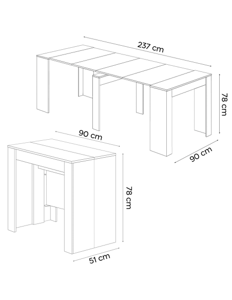 Tavolo Allungabile 10 Posti 2.37mt Salvaspazio 78x51x90 Grigio Cemento