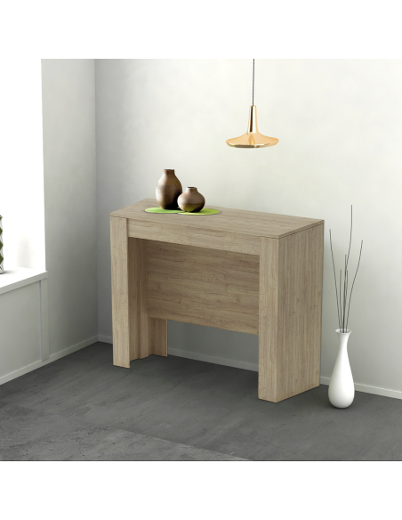Tavolo Allungabile Consolle 10 Posti 2.37mt Salvaspazio 78x51x90 Rovere