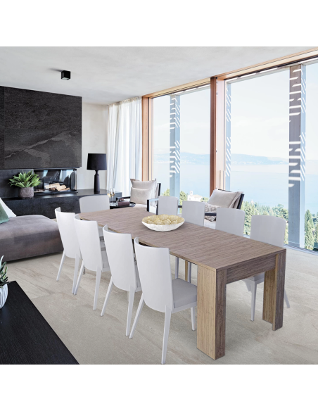 Tavolo Allungabile Consolle 10 Posti 2.37mt Salvaspazio 78x51x90 Rovere