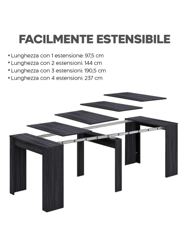 Tavolo Allungabile Consolle 10 Posti 2.37mt...