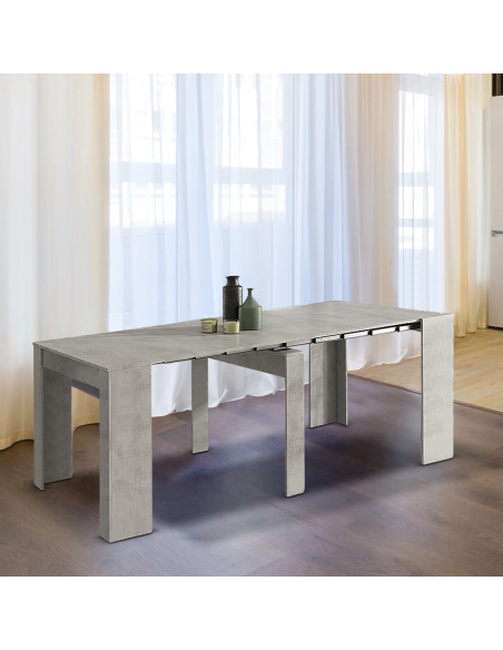 Tavolo Allungabile 14 Posti 3mt Salvaspazio Moderno 78x51x90 Grigio Cemento