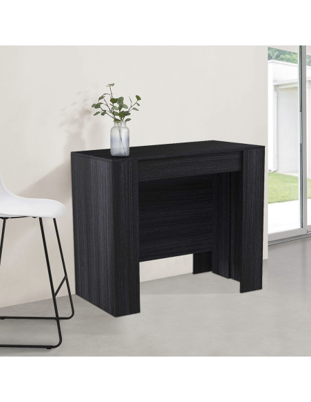 Tavolo Allungabile 14 Posti 3mt Salvaspazio Moderno 78x51x90 Nero Frassinato