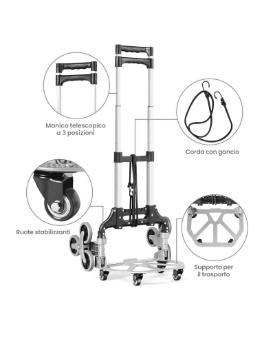 Carrello Portapacchi Pieghevole Alluminio...
