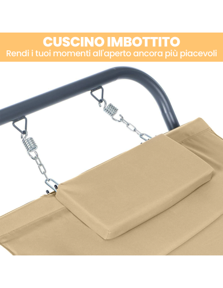 Amaca da Giardino con Supporto in Acciaio e Telo Peso Max 120Kg 232x96x78 Beige