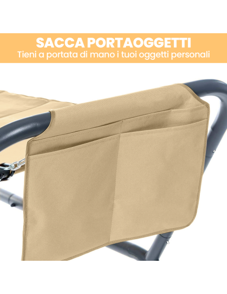 Amaca da Giardino con Supporto in Acciaio e Telo Peso Max 120Kg 232x96x78 Beige