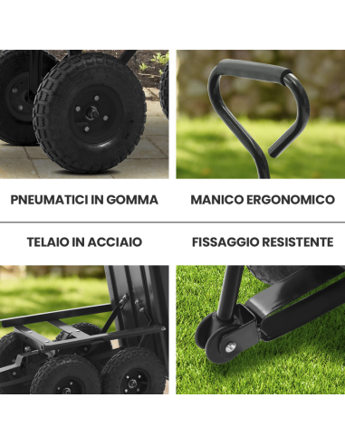 Carrello Manuale da Giardino Ribaltabile con...