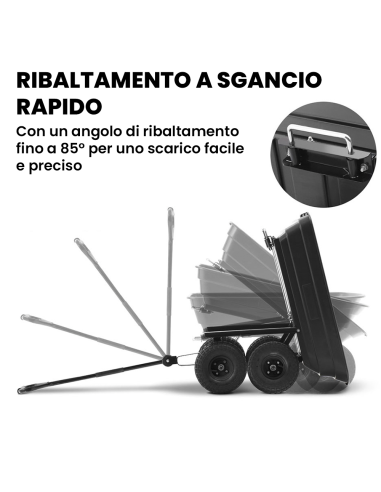 Carrello Manuale da Giardino Ribaltabile con...