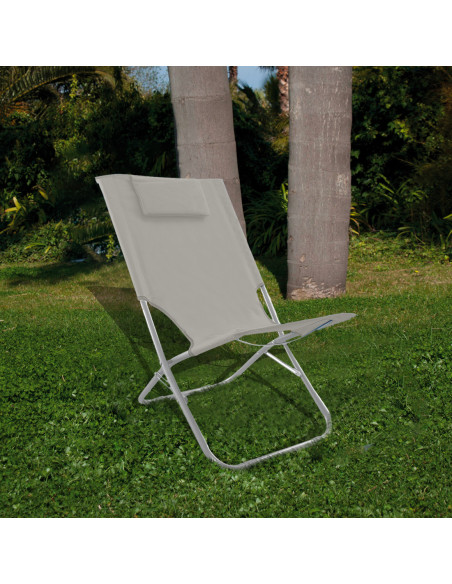 Spiaggina Silver Giga pieghevole tessuto in OXFORD 82x48x52 cm con cuscino