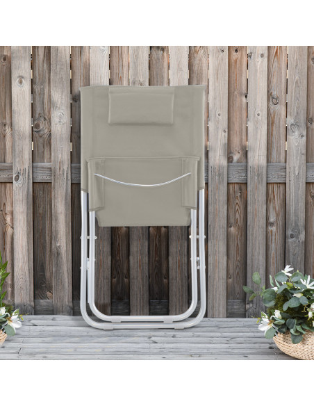 Spiaggina Silver Giga pieghevole tessuto in OXFORD 82x48x52 cm con cuscino