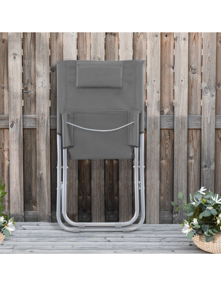 Spiaggina Silver Giga pieghevole tessuto in OXFORD 82x48x52 cm con cuscino