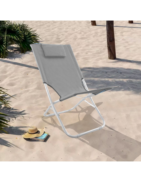 Spiaggina Silver Giga pieghevole tessuto in OXFORD 82x48x52 cm con cuscino