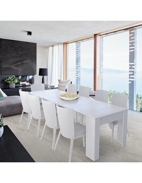 Tavolo Allungabile 14 Posti 3mt Salvaspazio 78x51x90 Bianco Frassinato