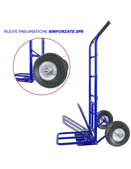 Carrello a Mano Portapacchi con Ribalta Portata max 250Kg Acciaio Blu 116x53x63