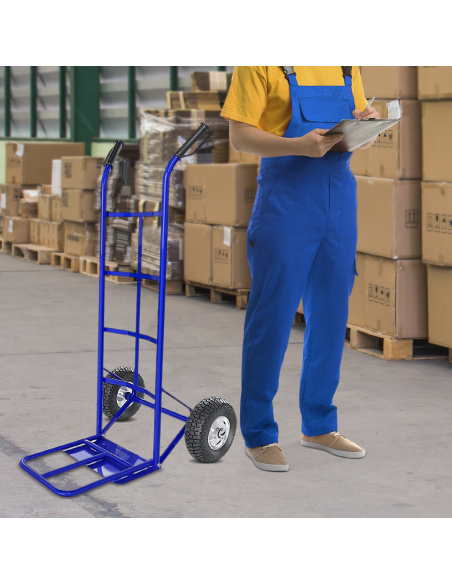 Carrello a Mano Portapacchi con Ribalta Portata max 250Kg Acciaio Blu 116x53x63