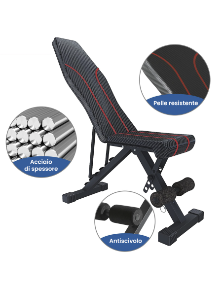 Panca Regolabile per Addominali Multifunzione Inclinazione Pieghevole Multiuso